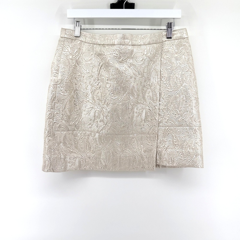 J.Crew Origami Mini Skirt  12 Champagne Gold Womens Event Holiday Party Metallic